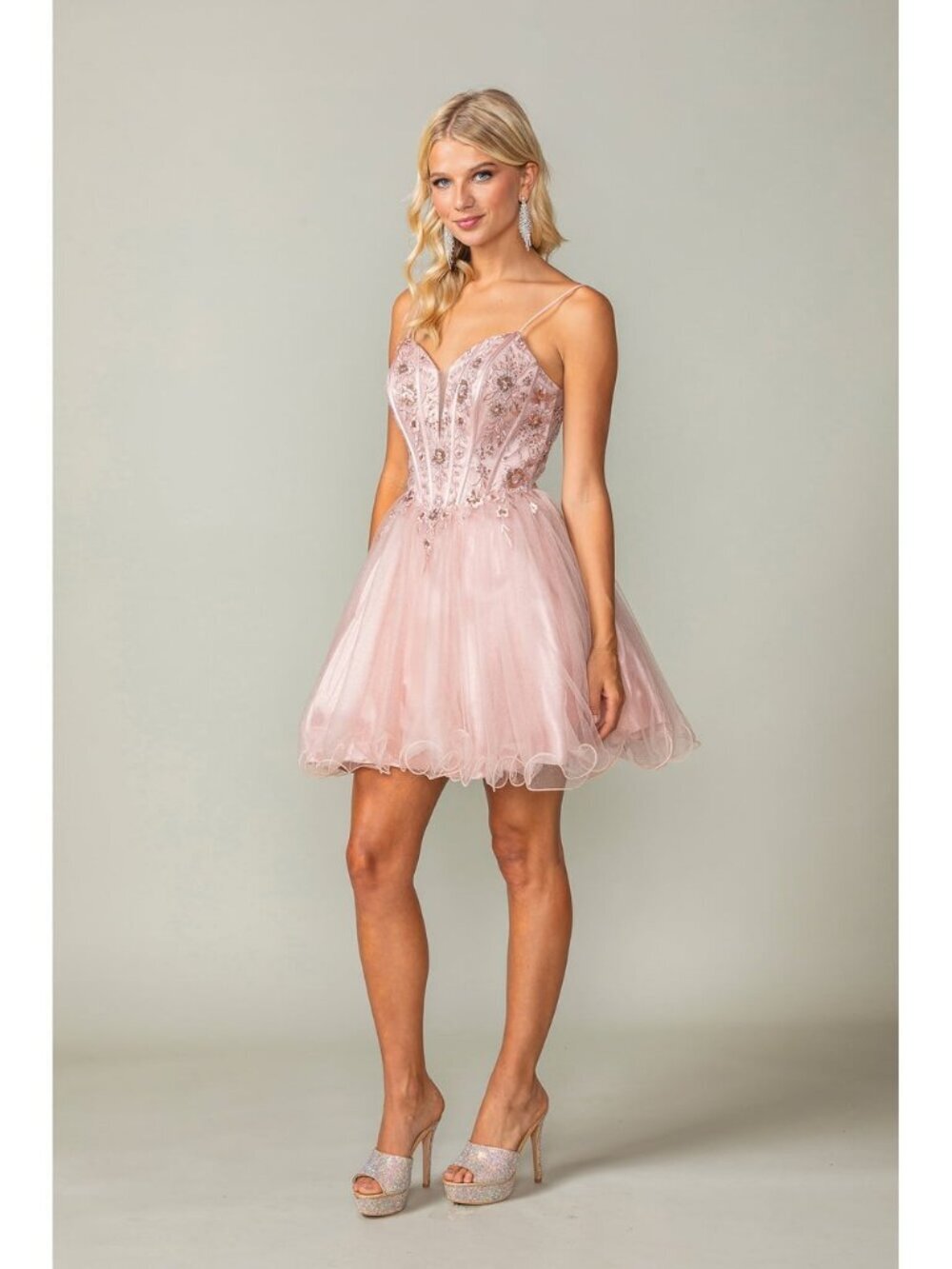 NEW BLUSH Evening Gown Floor Length Formal Elegant Stunning 3351